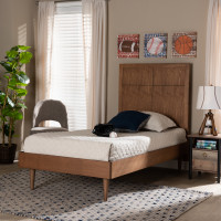 Baxton Studio Rin-Ash Walnut-Twin Baxton Studio Rin Mid-Century Modern Walnut Brown Finished Wood Twin Size Platform Bed